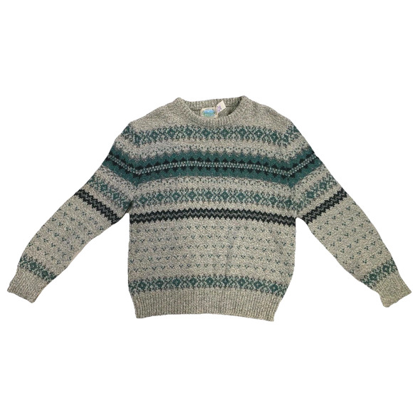 Royal North Mills Sweater Men's Large Made in USA Pullover Striped 100% Wool - Picture 1 of 10